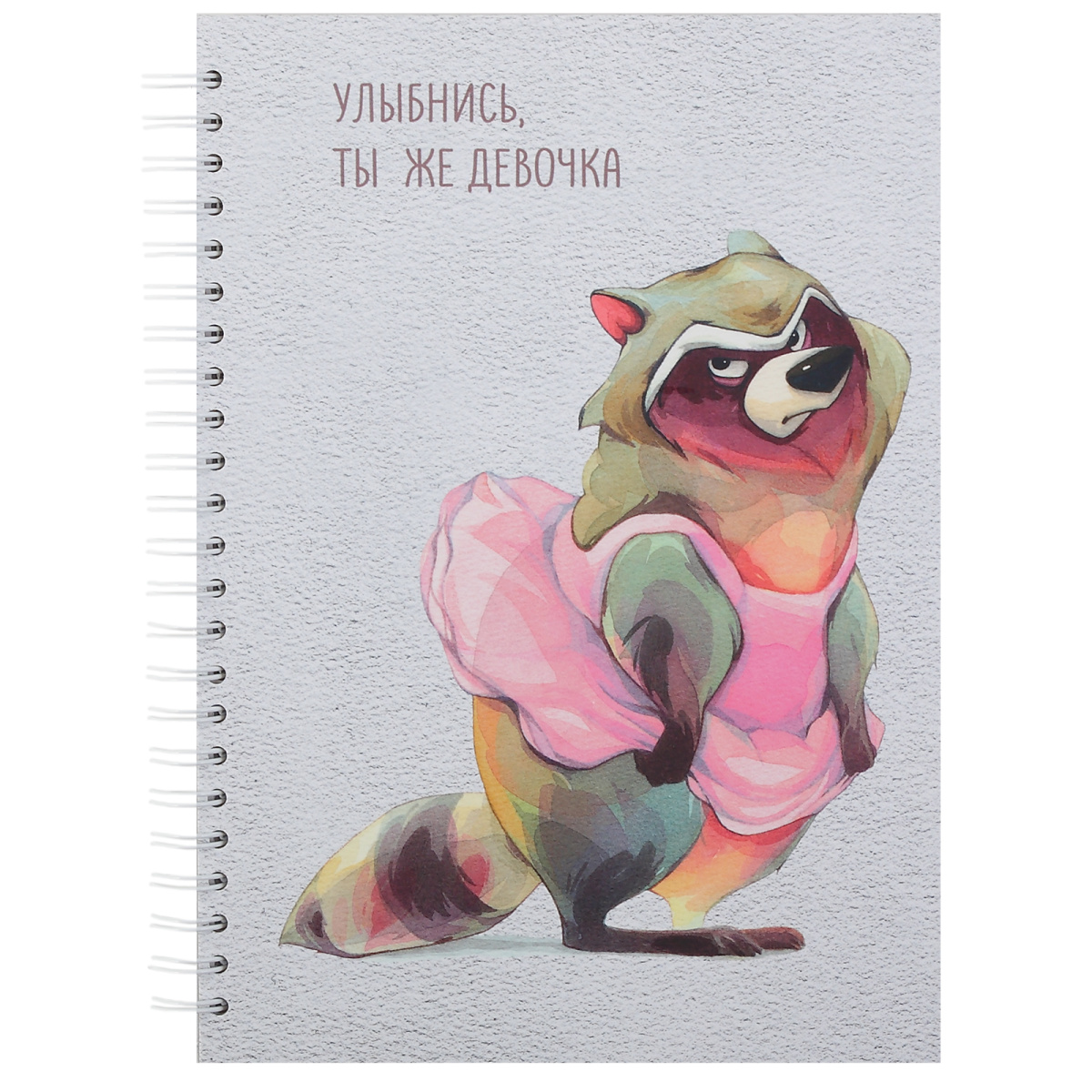 Скетчбук А5 60л гребень твобл Настроение - Енот Улыбнись soft touch 100гм2 ПОЛИНОМ 3466 170₽