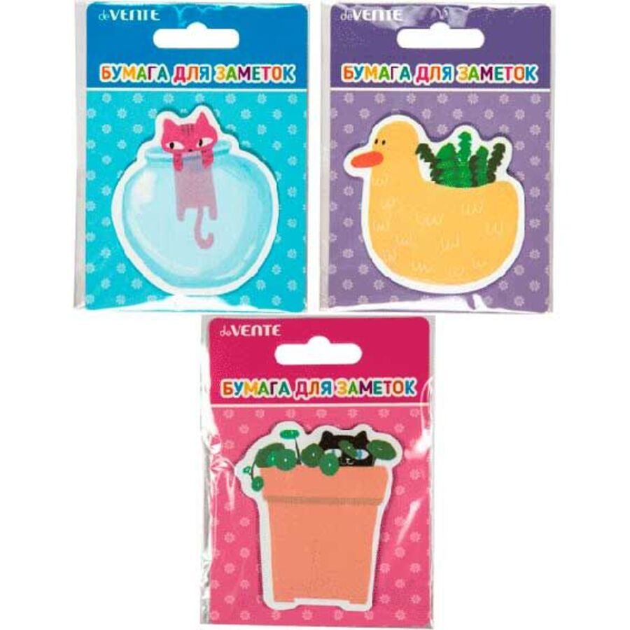 

Блок клейкий 70x70мм 20л Jolly Animals ассорти deVENTE 2010355
