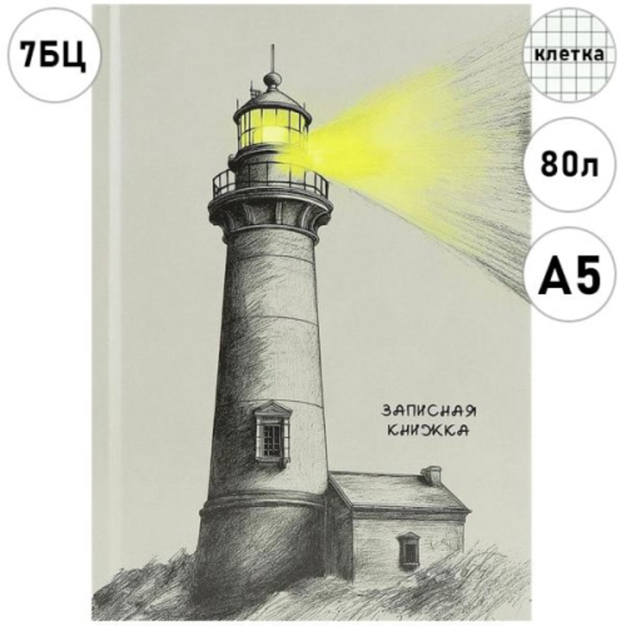 

Книжка записная А5 80л клетка тв.обл. Свет маяка глянц.лам. PROF-PRESS 80-5593