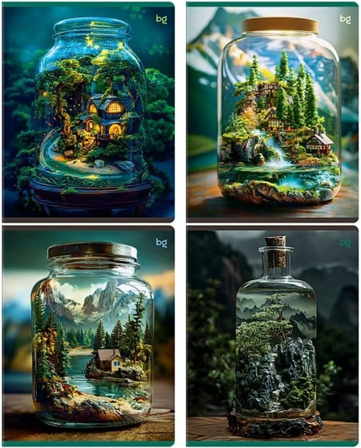 

Тетрадь А5 48л клетка скрепка мелов.картон Флорариум блестки ассорти BG Т5ск48_бл 08520