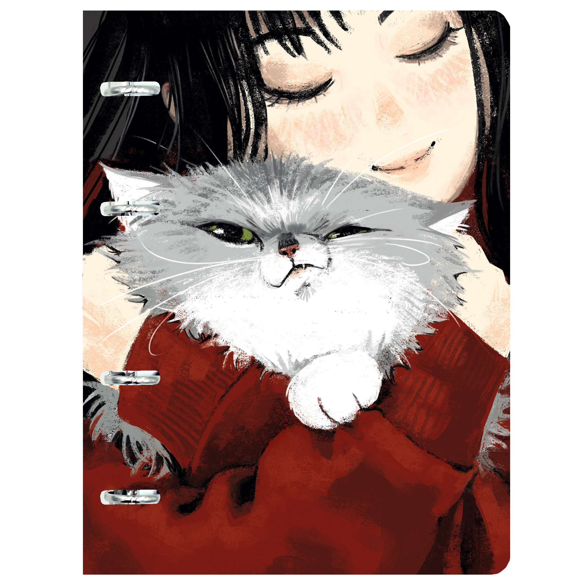 Тетрадь на кольцах А5 100л клетка тв.обл. Обнимашки глянц.лам. фольга Listoff ТКФ1005508