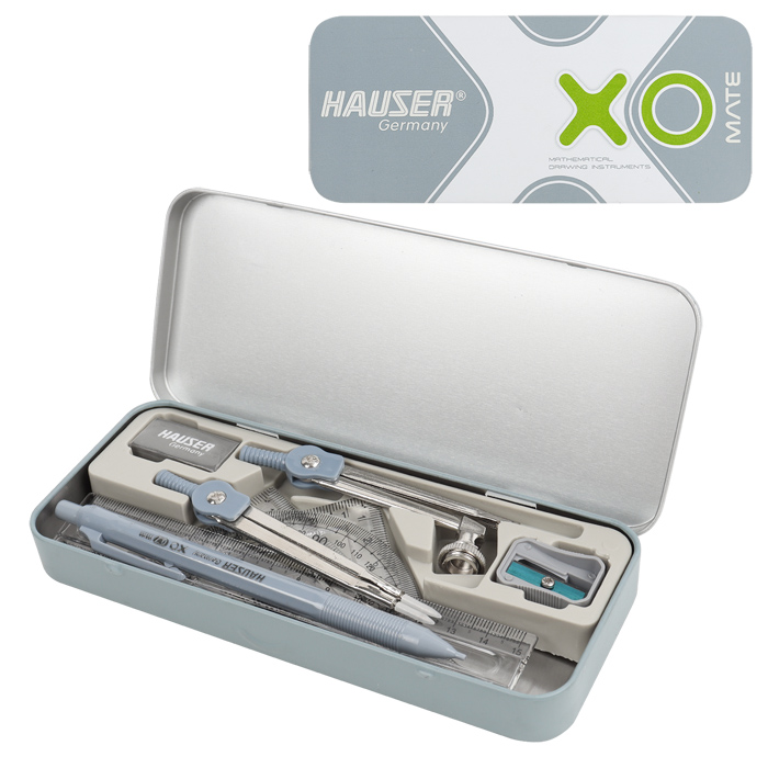 Набор чертежный 10пр XO mate серый металлпенал Hauser HA6418-4 177₽