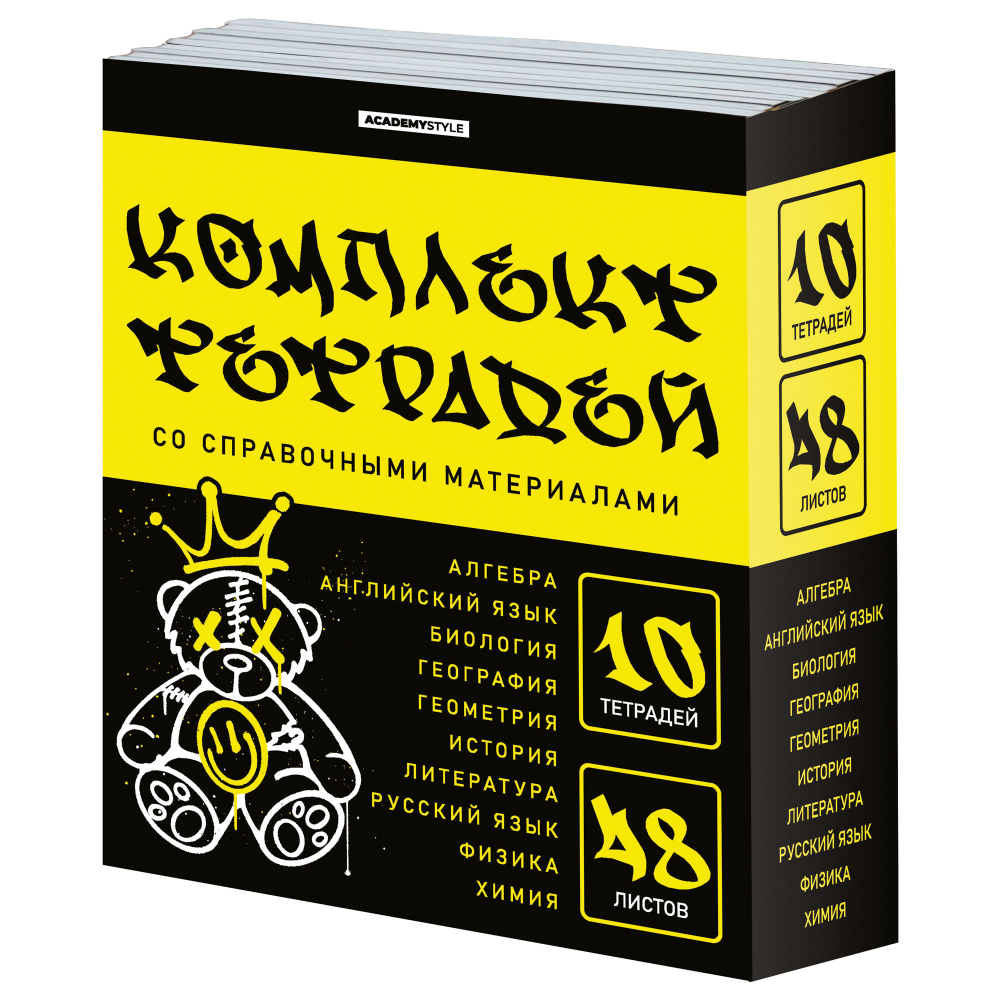 

Тетрадь предметная 48л мелов.картон комплект 10шт Мишки ACADEMY STYLE 15614
