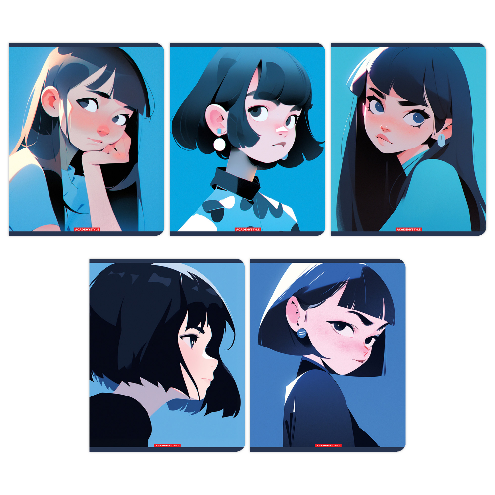 

Тетрадь А5 48л клетка скрепка мелов.картон Девушки на синем УФ-лак ассорти ACADEMY STYLE 15059/5