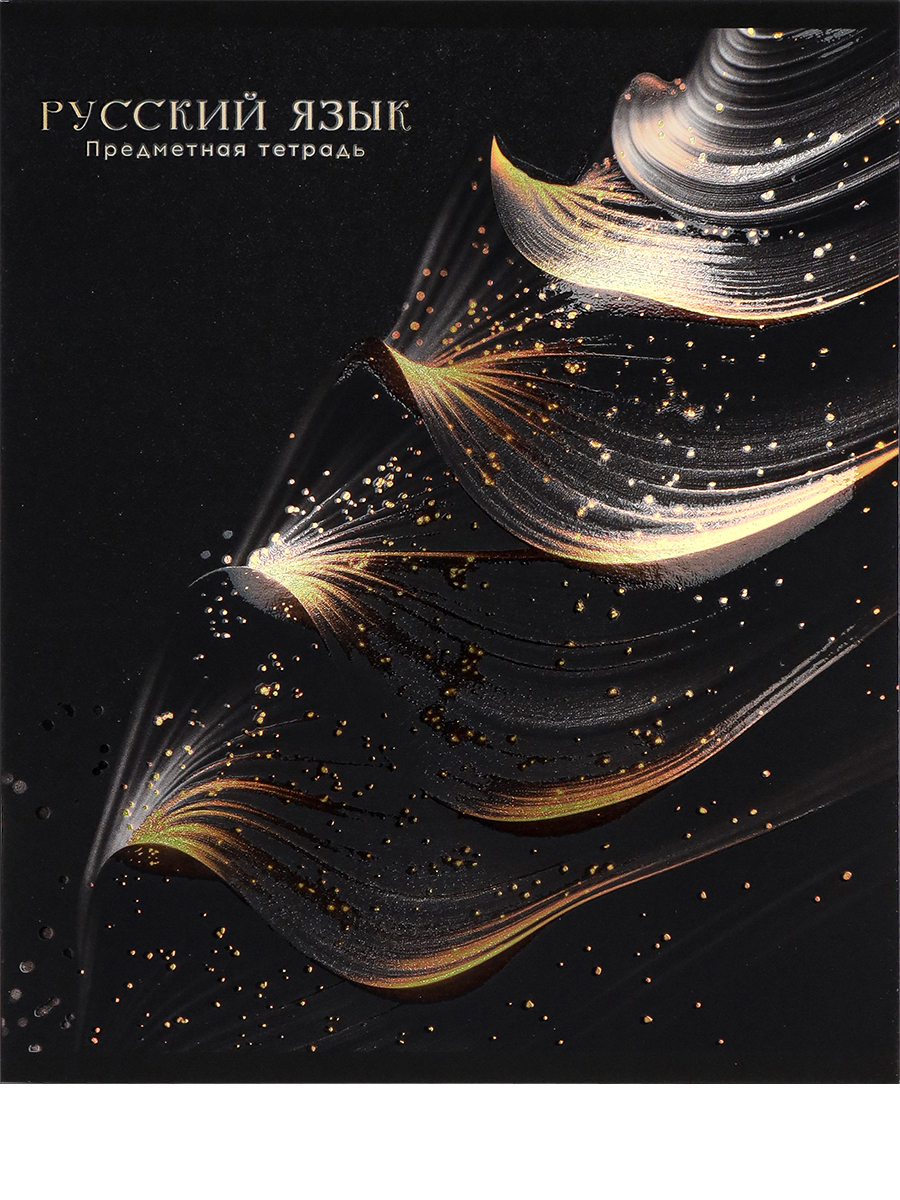 

Тетрадь предметная 48л линия мелов.картон Black&Gold Русский язык soft touch PROF-PRESS 48-2717