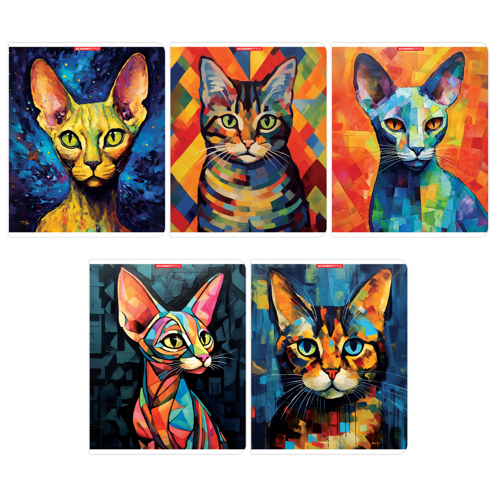 

Тетрадь А5 48л клетка скрепка мелов.картон Ушастые УФ-лак ассорти ACADEMY STYLE 15058/5