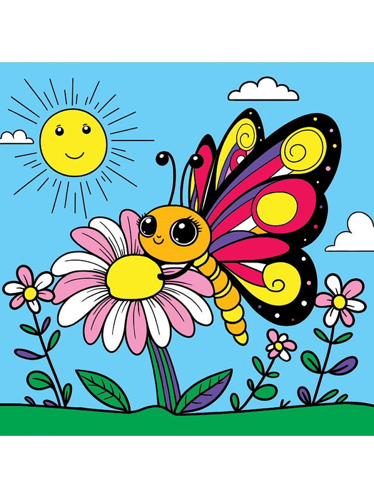 

Картина по номерам 15х15см холст с красками Яркая бабочка