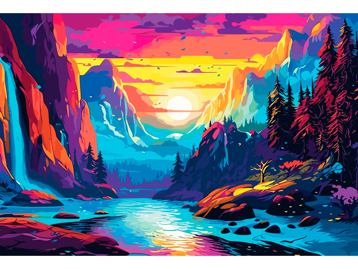 Мозаика алмазная 17х22см Радужные горы 454₽