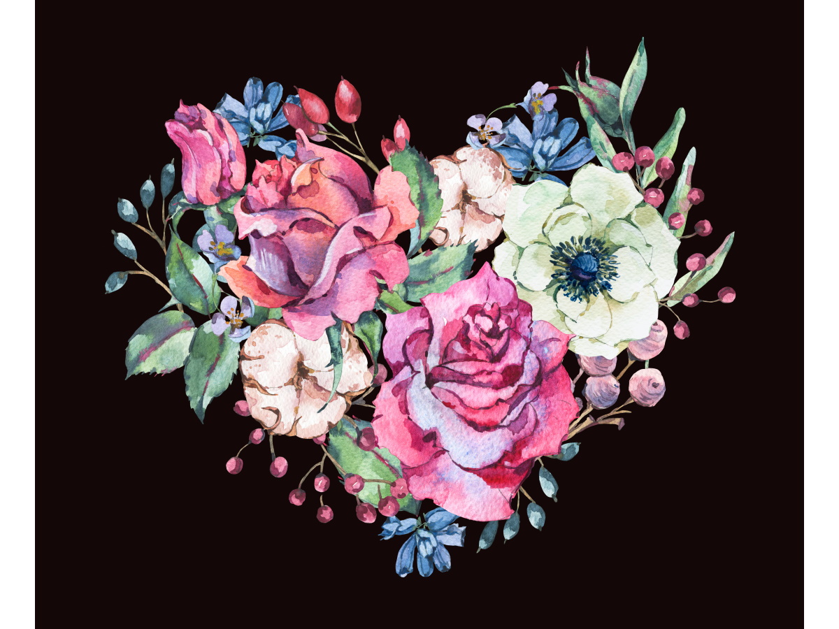 

Картина по номерам 30х40см Сердце из цветов