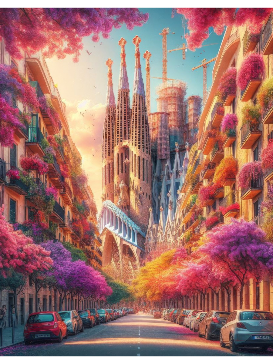 

Картина по номерам 40х50см Цветущая Барселона