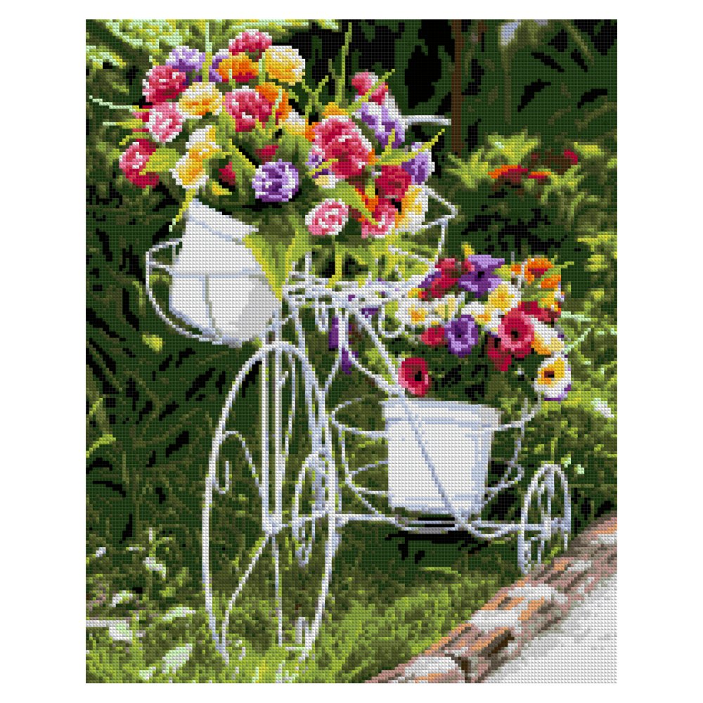 Мозаика алмазная 40х50см Велосипед с цветами 697₽