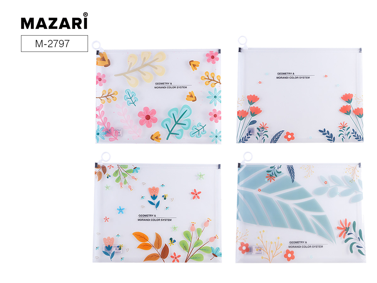 Папка на молнии ZIP пластик А4 1отд пл170мкм Floral ассорти MAZARI M-2797 120₽