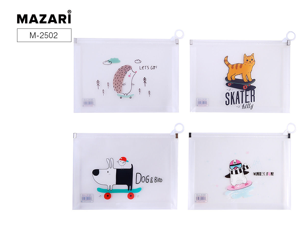 Папка на молнии ZIP пластик А5 1отд пл170мкм Winner ассорти MAZARI M-2502 88₽