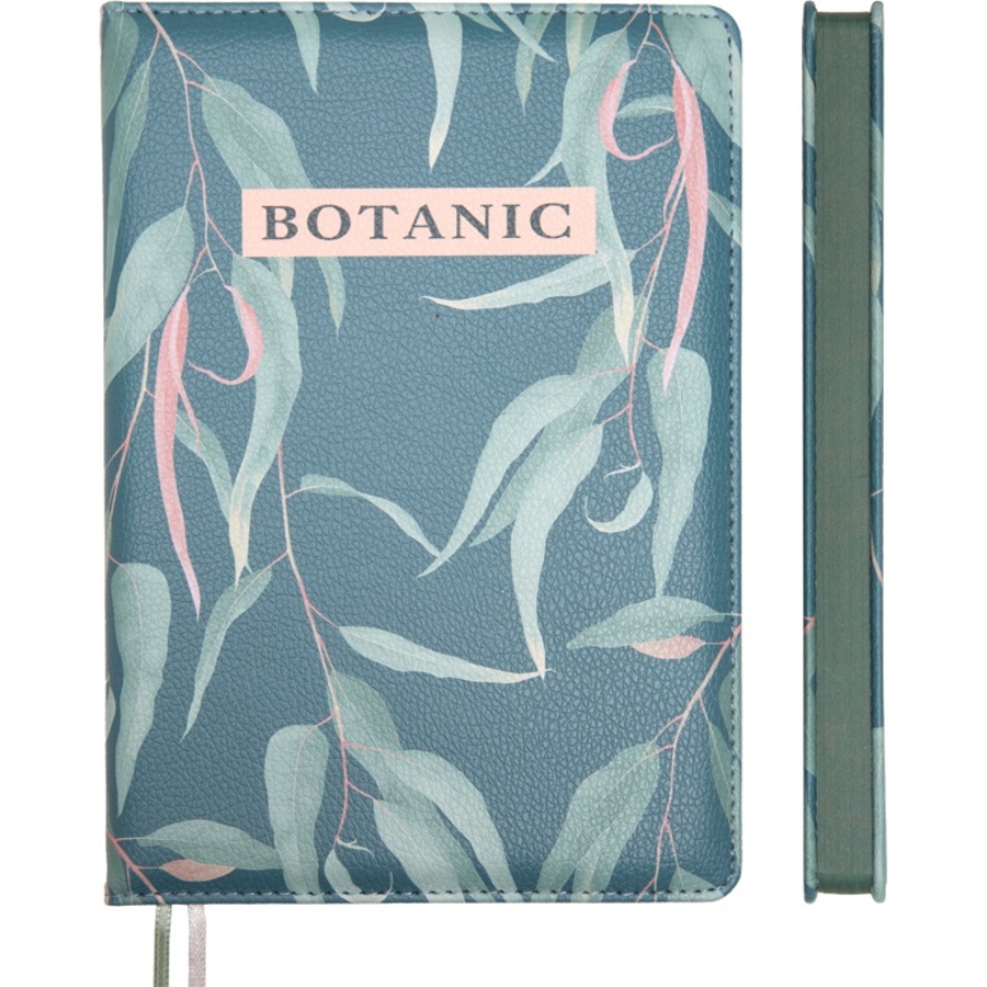 

Ежедневник А5 136л недатир. тв.обл. Botanic оливковый кожзам 2 ляссе deVENTE 2334617