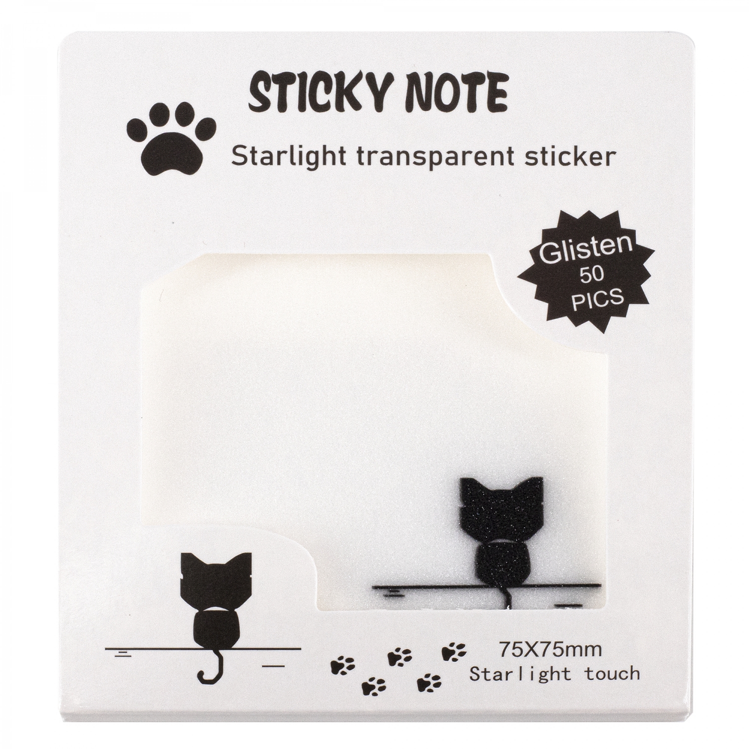 

Блок клейкий 75х75мм 50л прозрачные Black Kitten starlight touch ALINGAR AL13205/4
