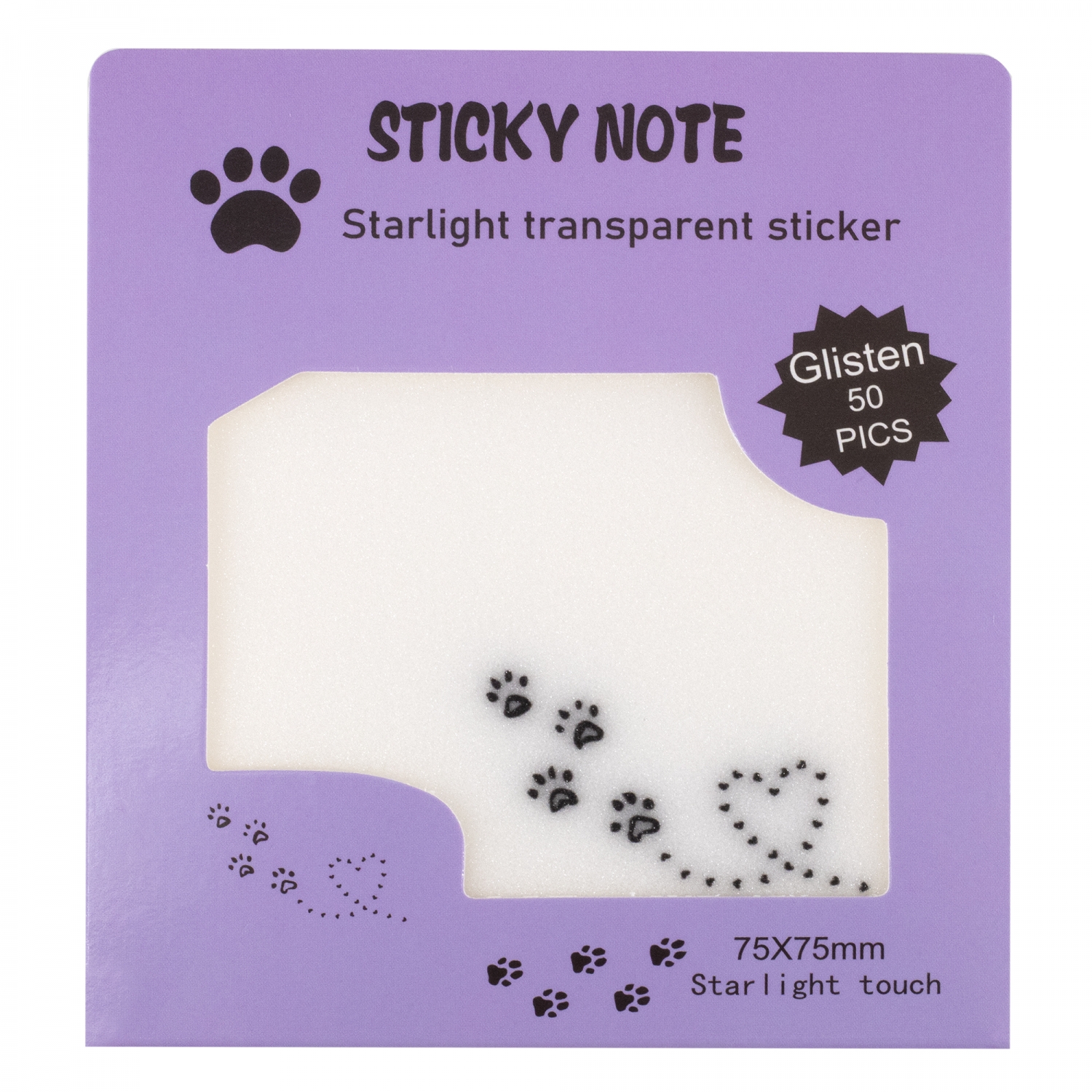 

Блок клейкий 75х75мм 50л фиолетовый Cat's Heart starlight touch ALINGAR AL13205/3