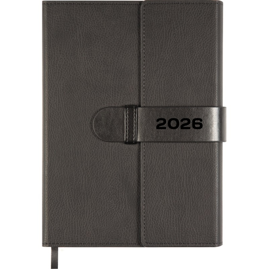 

Ежедневник А5 168л датир. 2026г тв.обл. Tudor черный кожзам 2 ляссе подар.коробка deVENTE 2232630