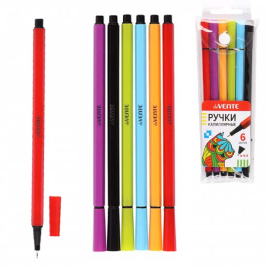 

Ручка капилярная набор 6цв 0,4мм в блистере deVENTE 5060902