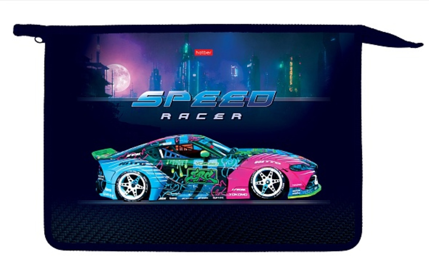 Папка для тетрадей пластик молния сверху А4 2отд City racing HATBER AMt_07072 муж 288₽