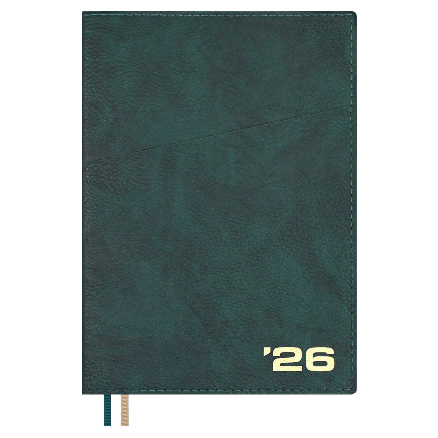 

Ежедневник А5+ 176л датир. 2026г интег.обл. Шеврет зеленый кожзам 2 ляссе ESCALADA 70406