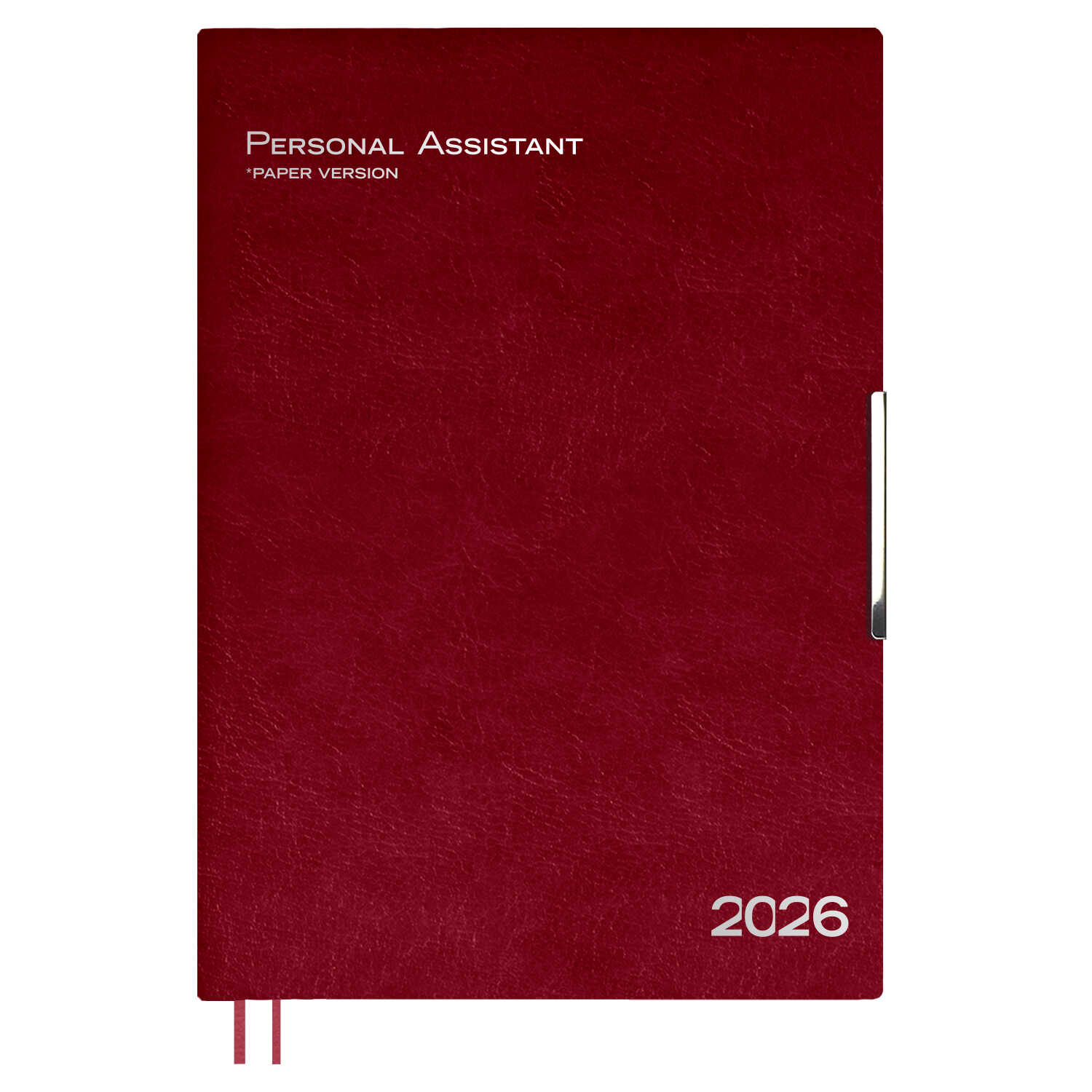 Ежедневник А4 120л датир. 2026г интег.обл. Шеврет глосс бордовый кожзам 2 ляссе ESCALADA 70207