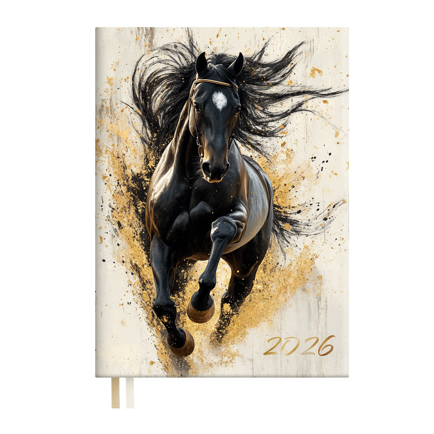 

Ежедневник А6+ 176л датир. 2026г интег.обл. Вороной конь Наппа кожзам 2 ляссе ESCALADA 70307