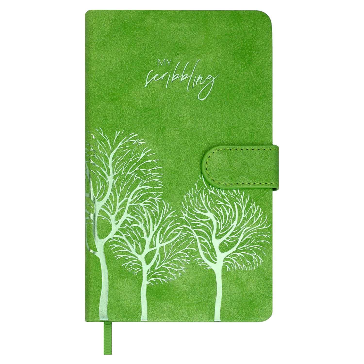 

Ежедневник А6+ 120л недатир. тв.обл. Тиволи салатовый кожзам ляссе магн.клапан ESCALADA 70679