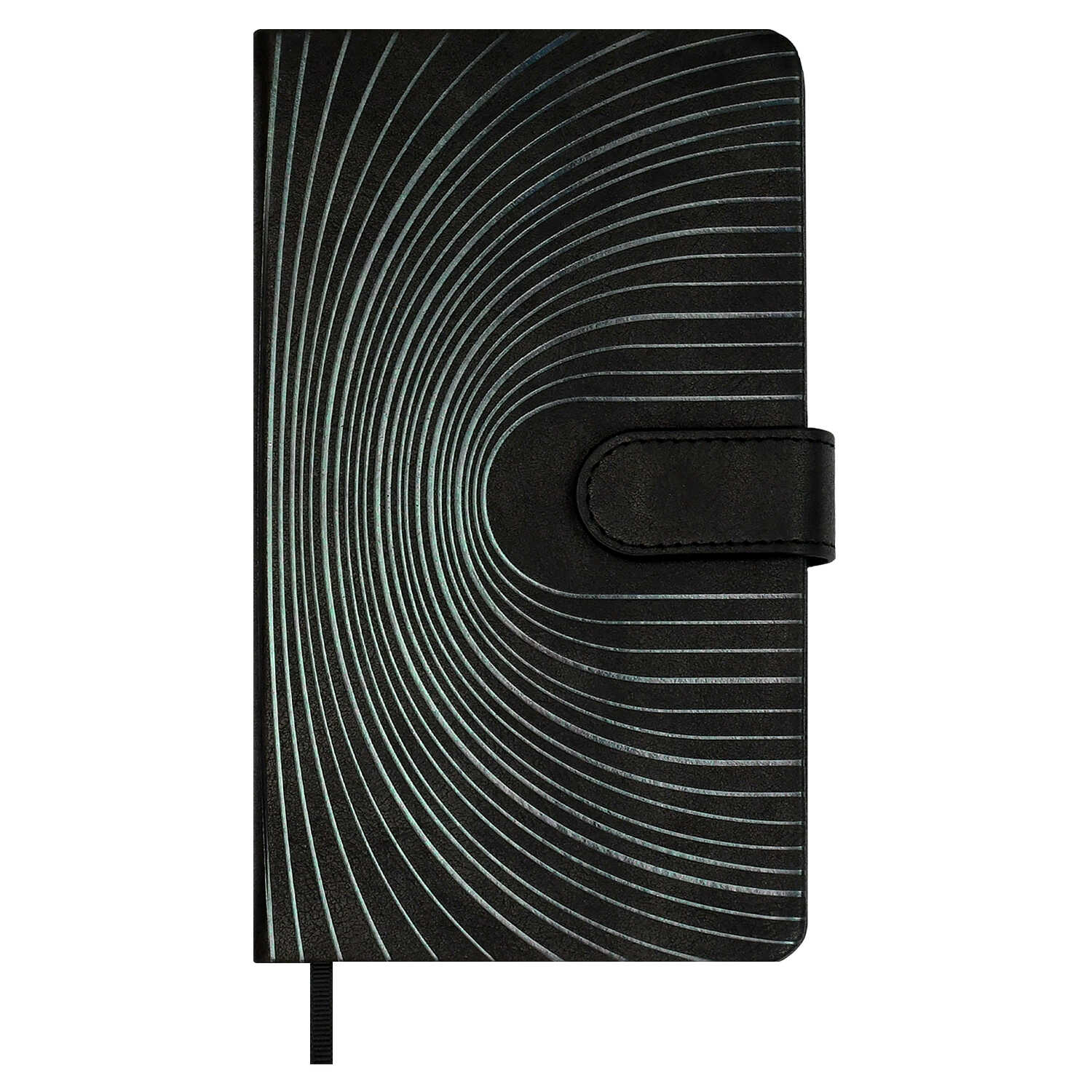 

Ежедневник А6+ 120л недатир. тв.обл. Тиволи черный кожзам ляссе магн.клапан ESCALADA 70680