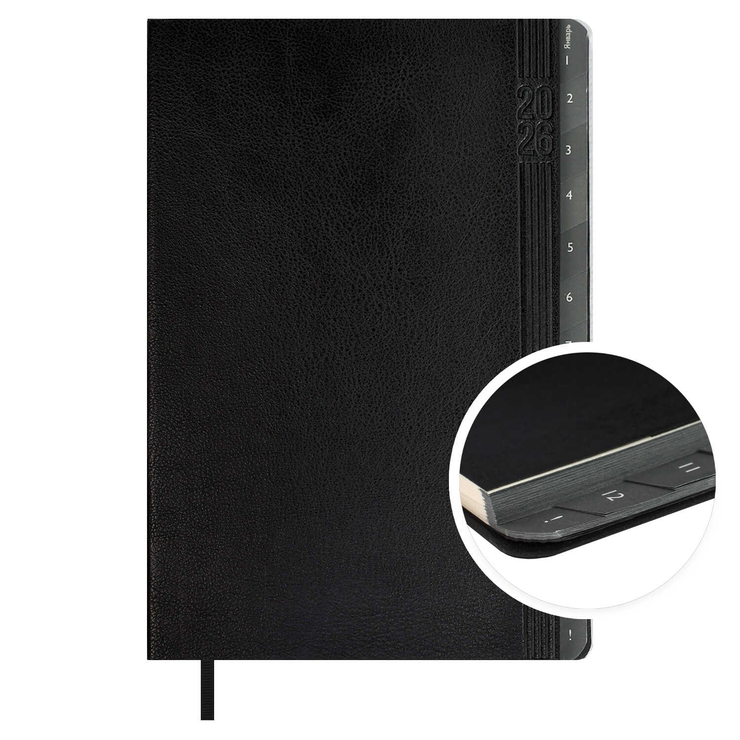 

Еженедельник А5 80л датир. 2026г интег.обл. Буйвол черный кожзам ляссе ESCALADA 70334