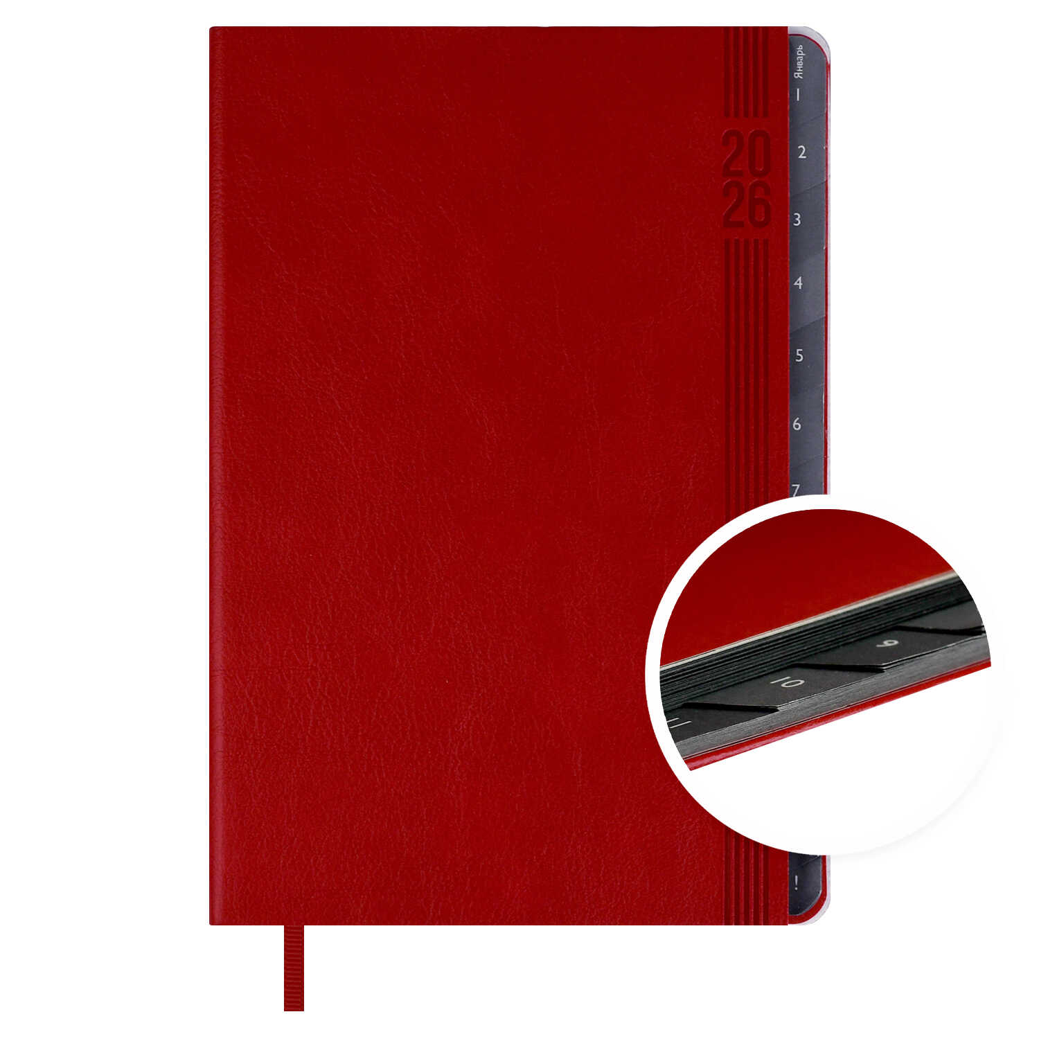 

Еженедельник А5 80л датир. 2026г интег.обл. Буйвол красный кожзам ляссе ESCALADA 70335