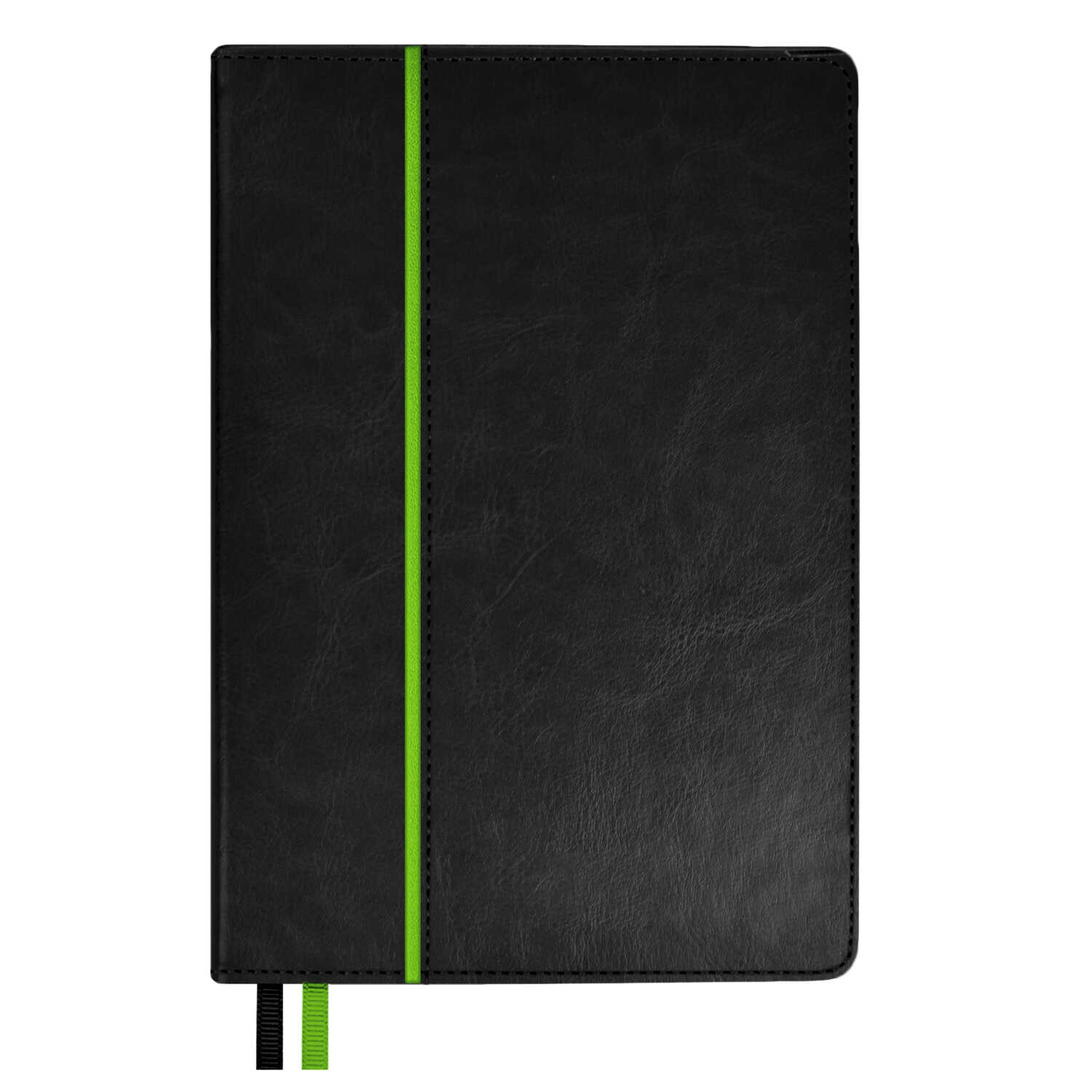 

Ежедневник А5 160л недатир. тв.обл. Сариф черный/салатовый кожзам 2 ляссе карман ESCALADA 70625