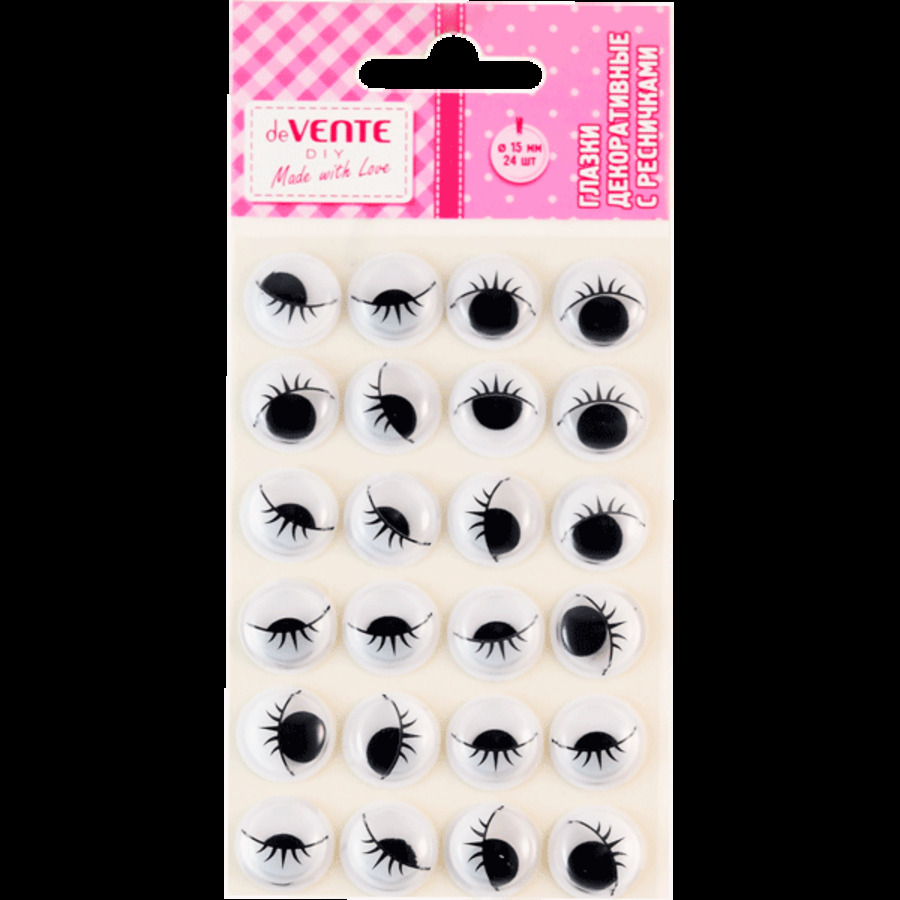 Глазки d15мм 24шт с ресницами deVENTE 8001040 76₽