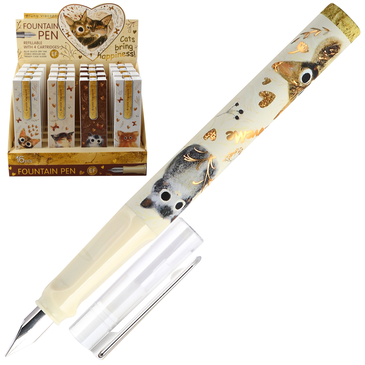 Ручка перьевая синяя 038мм Love me Dreambox с картриджами в пластпенале BRUNO VISCONTI 20-0330 349₽