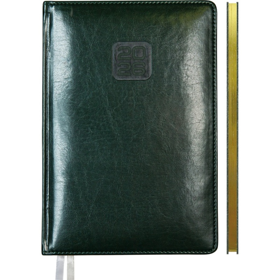 

Еженедельник А4 64л датир. 2026г тв.обл. Bravo зеленый кожзам золотой срез 2 ляссе deVENTE 2236606
