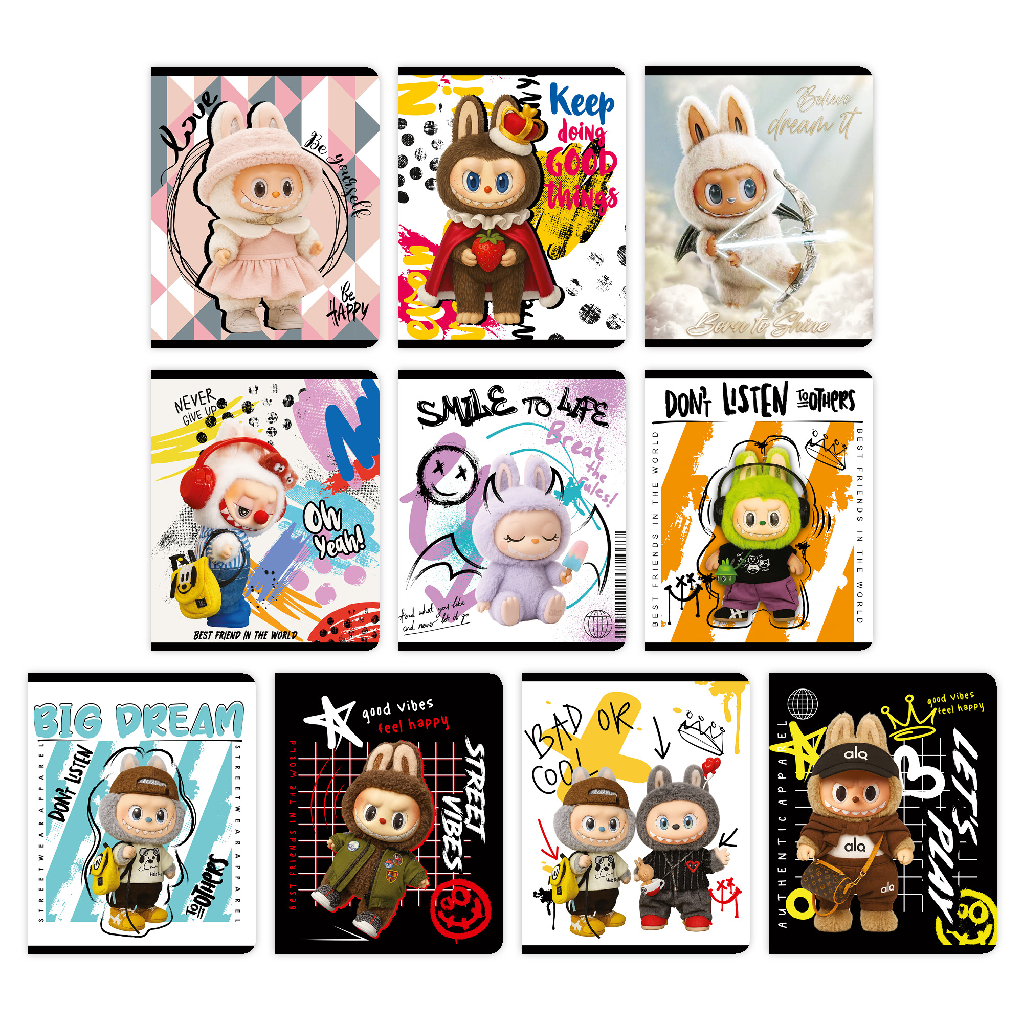 Тетрадь А5 48л клетка скрепка мелов.картон Монстрики-милашки ассорти Кидз Бэй KB2030793/10