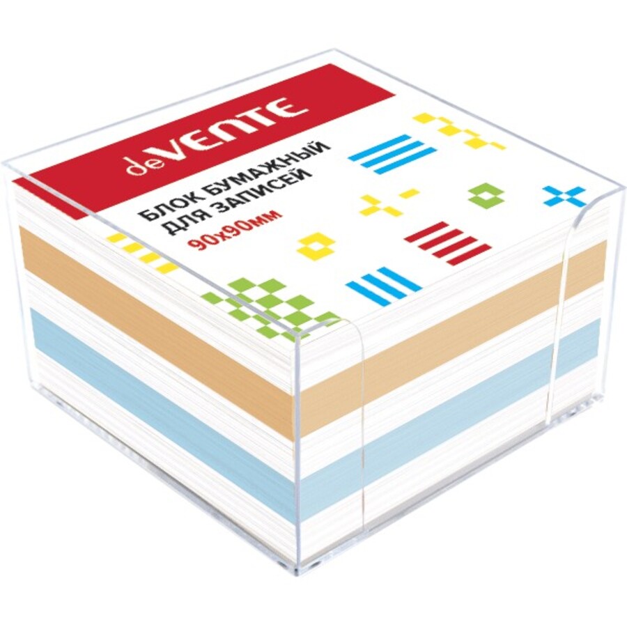 Блок для записей в подставке 90х90х50мм цветной 100гм2 бел 92 непроклеенный deVENTE 2013401 131₽