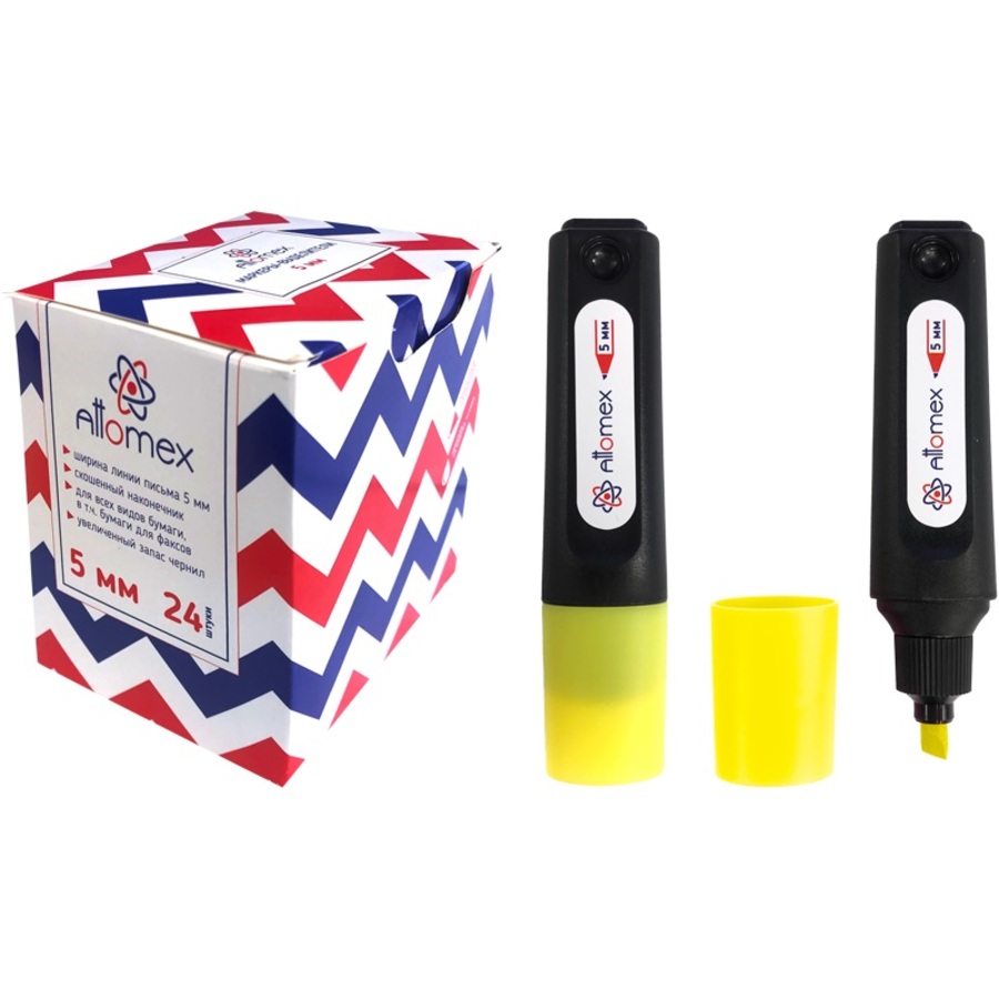 Текстовыделитель 1-5мм скош/нак. Желтый ATTOMEX 5045351