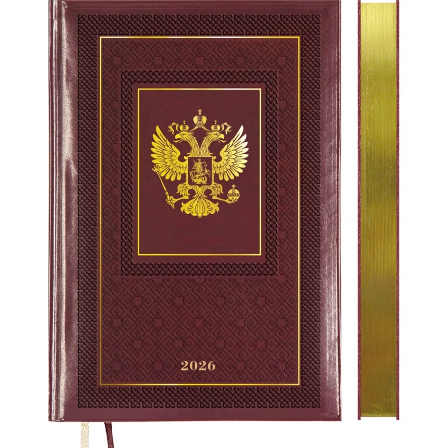 

Ежедневник А5 168л датир. 2026г тв.обл. Symbol бордовый кожзам 2 ляссе подар.коробка deVENTE 2232622