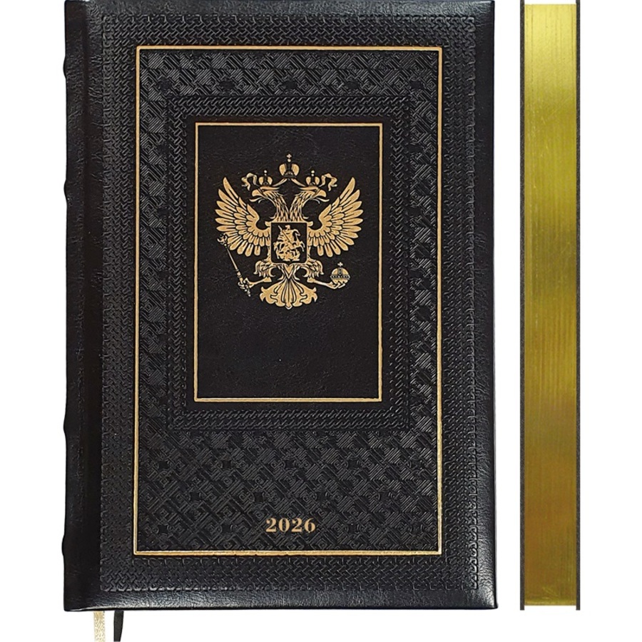 

Ежедневник А5 168л датир. 2026г тв.обл. Symbol черный кожзам 2 ляссе подар.коробка deVENTE 2232625