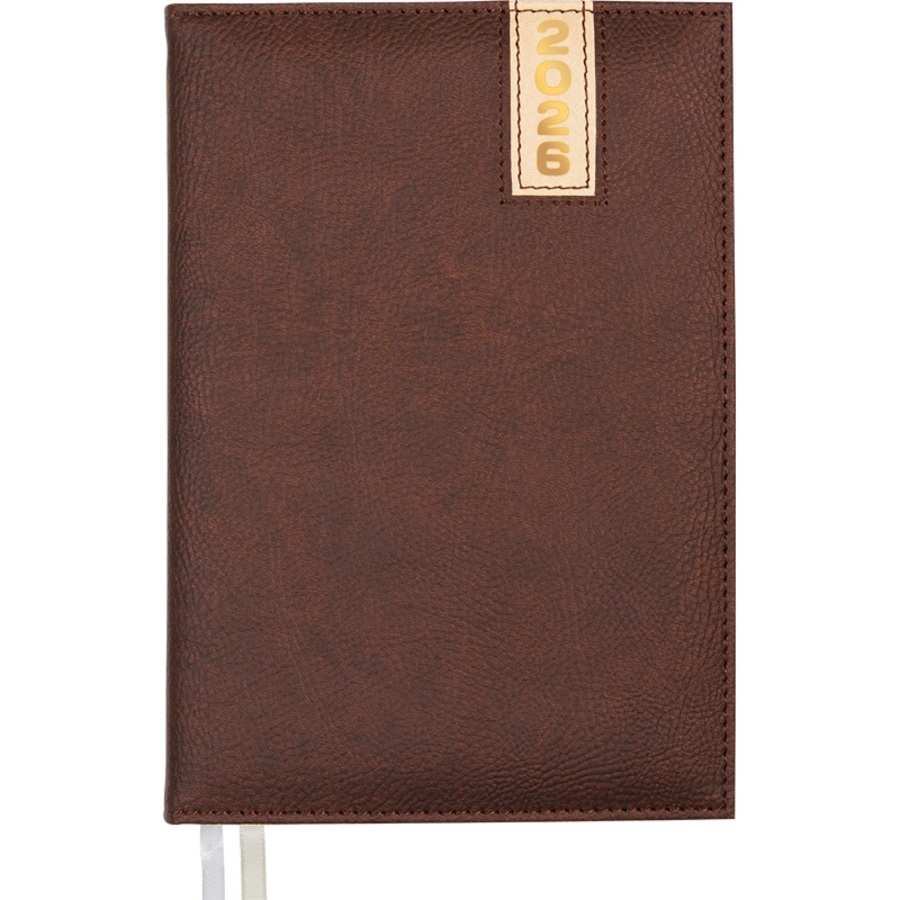 

Ежедневник А5 168л датир. 2026г тв.обл. Vertical коричневый кожзам термотисн. ляссе deVENTE 2232602