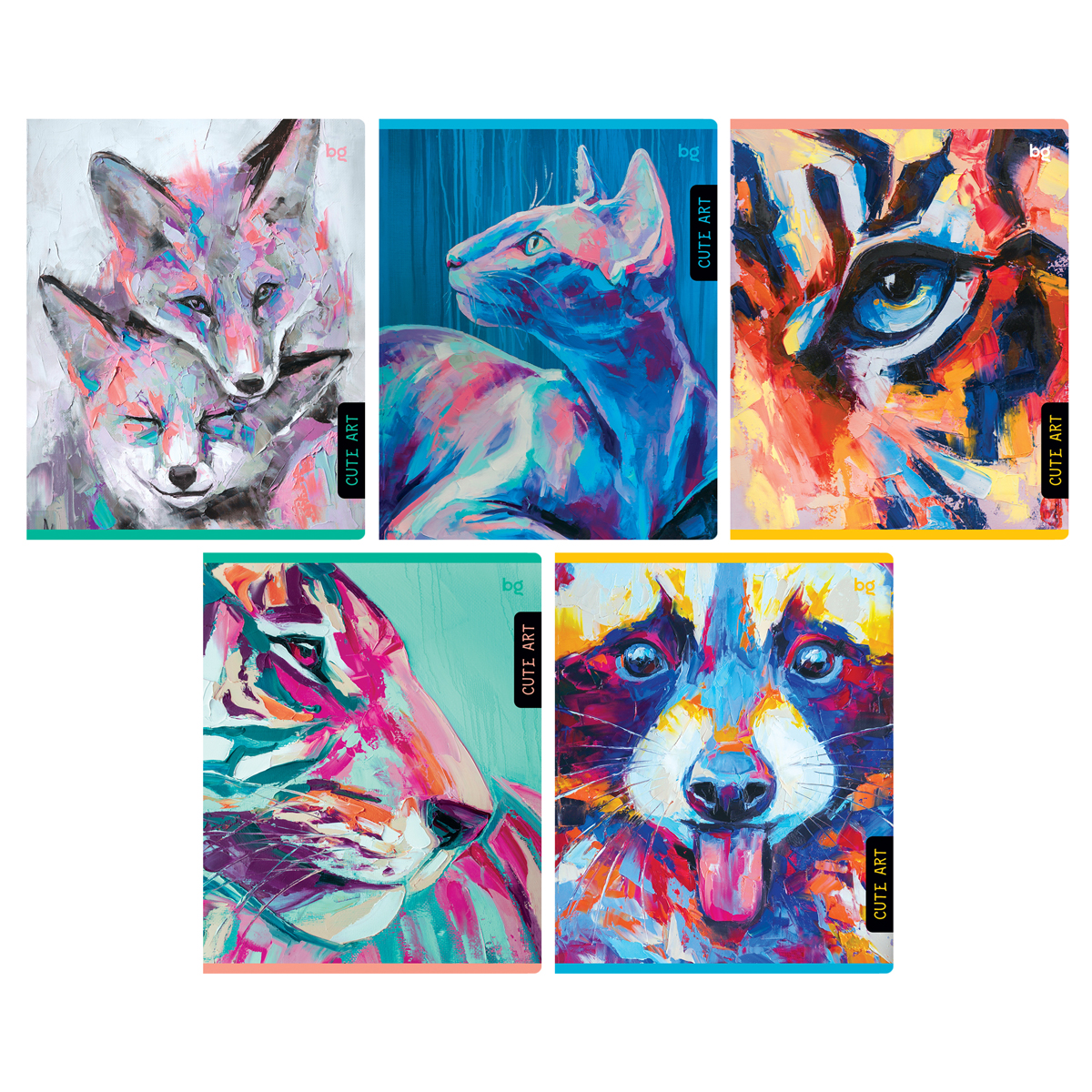 

Тетрадь А5 80л клетка скрепка мелов.картон Cute art ассорти BG Т5ск80 59381