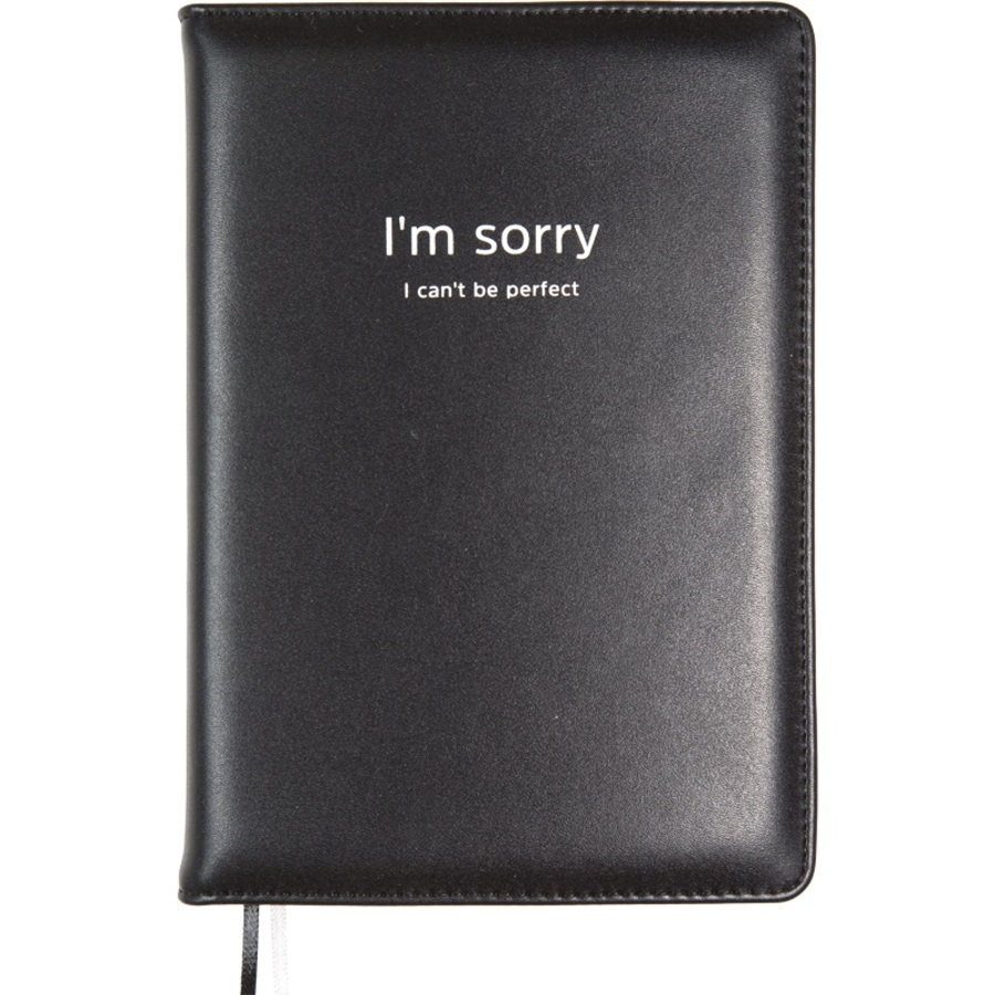 

Ежедневник А5 136л недатир. тв.обл. Message I'm sorry! черный кожзам 2 ляссе deVENTE 2334641