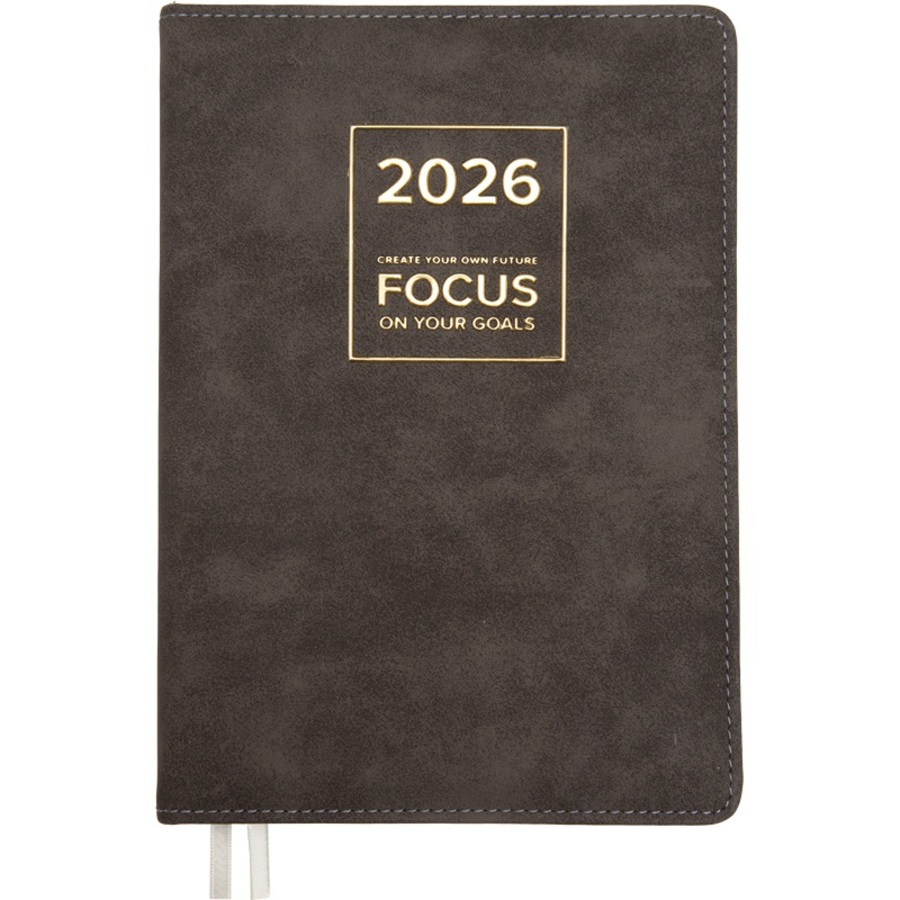 

Ежедневник А5 168л датир. 2026г тв.обл. Saltos серо-коричневый замша подар.коробка deVENTE 2232680