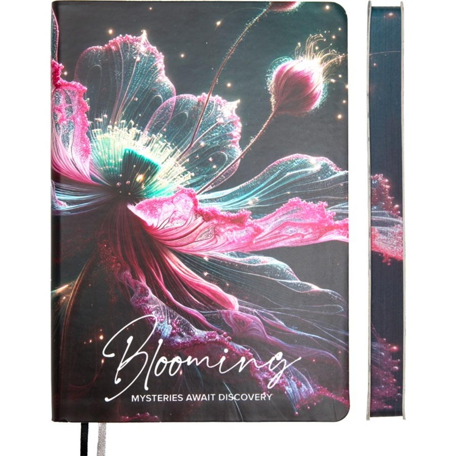 

Ежедневник А5 160л недатир. интег.обл. Blooming розовый цветок кожзам 2 ляссе deVENTE 2334624