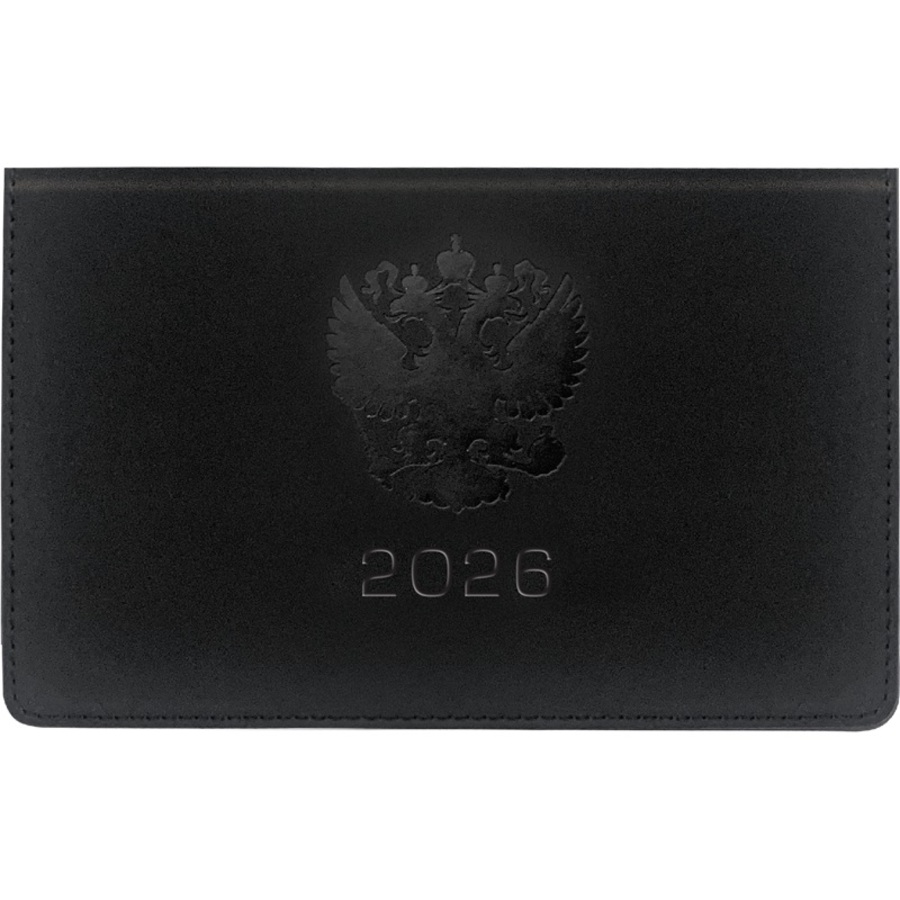 

Планинг 95х155мм 64л датир. 2026г тв.обл. Emblem черный кожзам термотисн. ляссе deVENTE 2239622