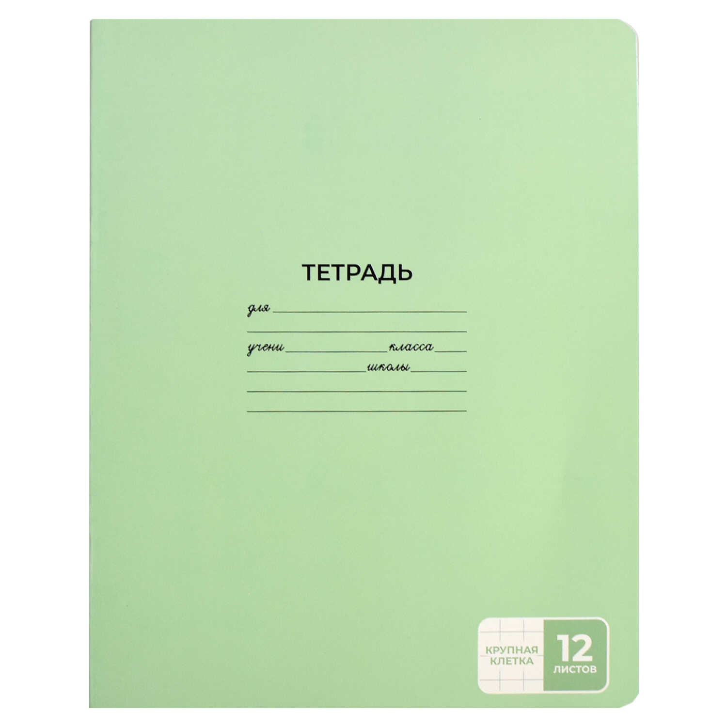 Тетрадь А5 12л крупная клетка меловкартон Однотон Зеленый ФЕНИКС 65769 31₽