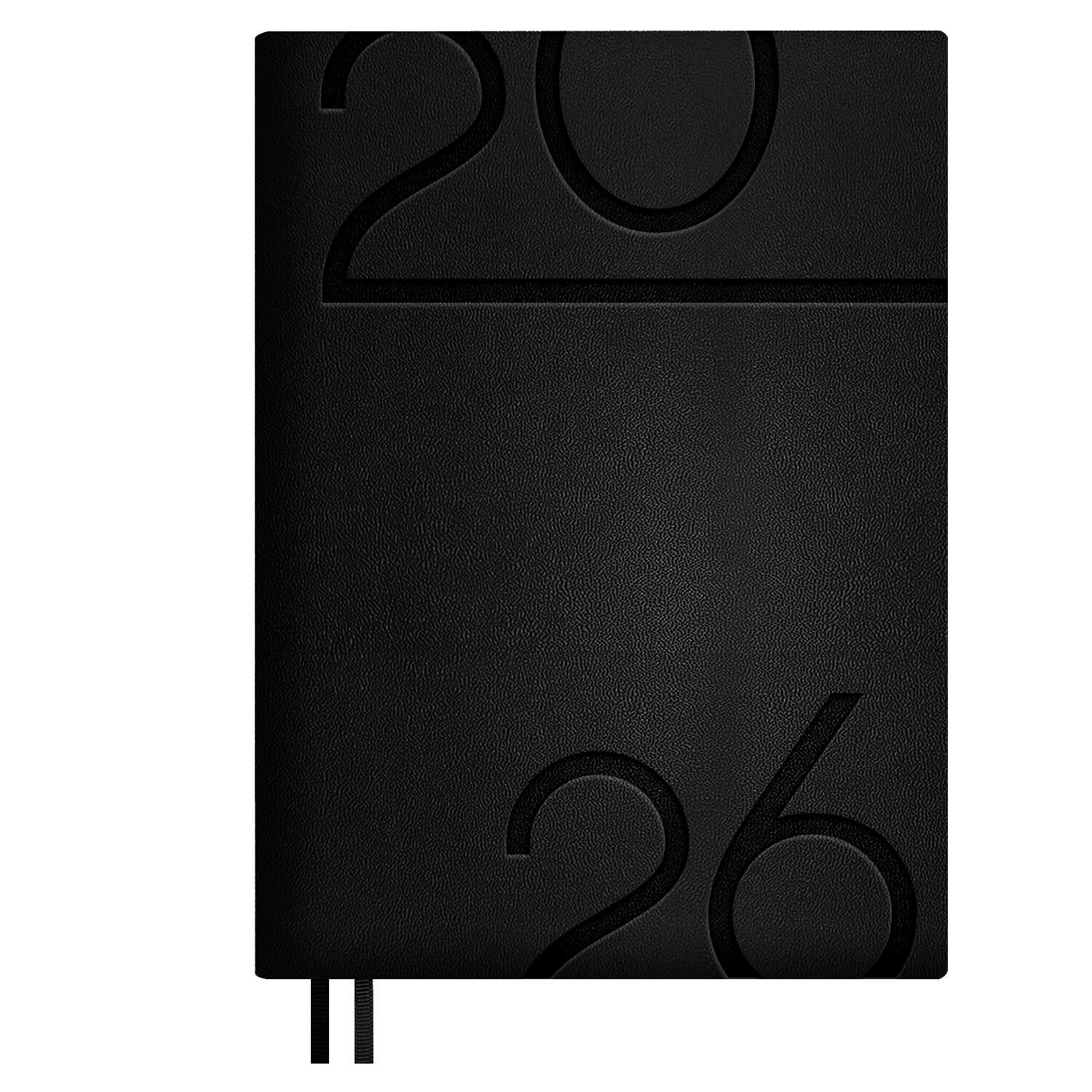 

Ежедневник А5+ 176л датир. 2026г интег.обл. Кассандра черный кожзам 2 ляссе ESCALADA 70211