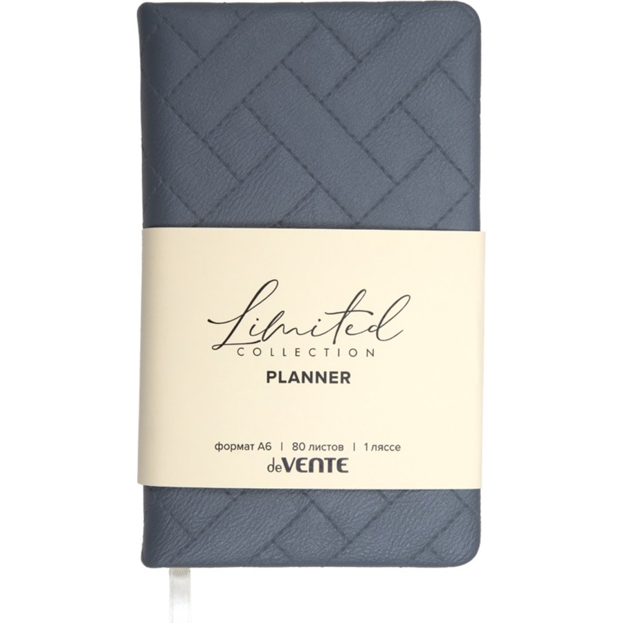 

Планинг 100х170мм 80л недатир. тв.обл. Elizabeth серо-голубой кожзам ляссе deVENTE 2239646