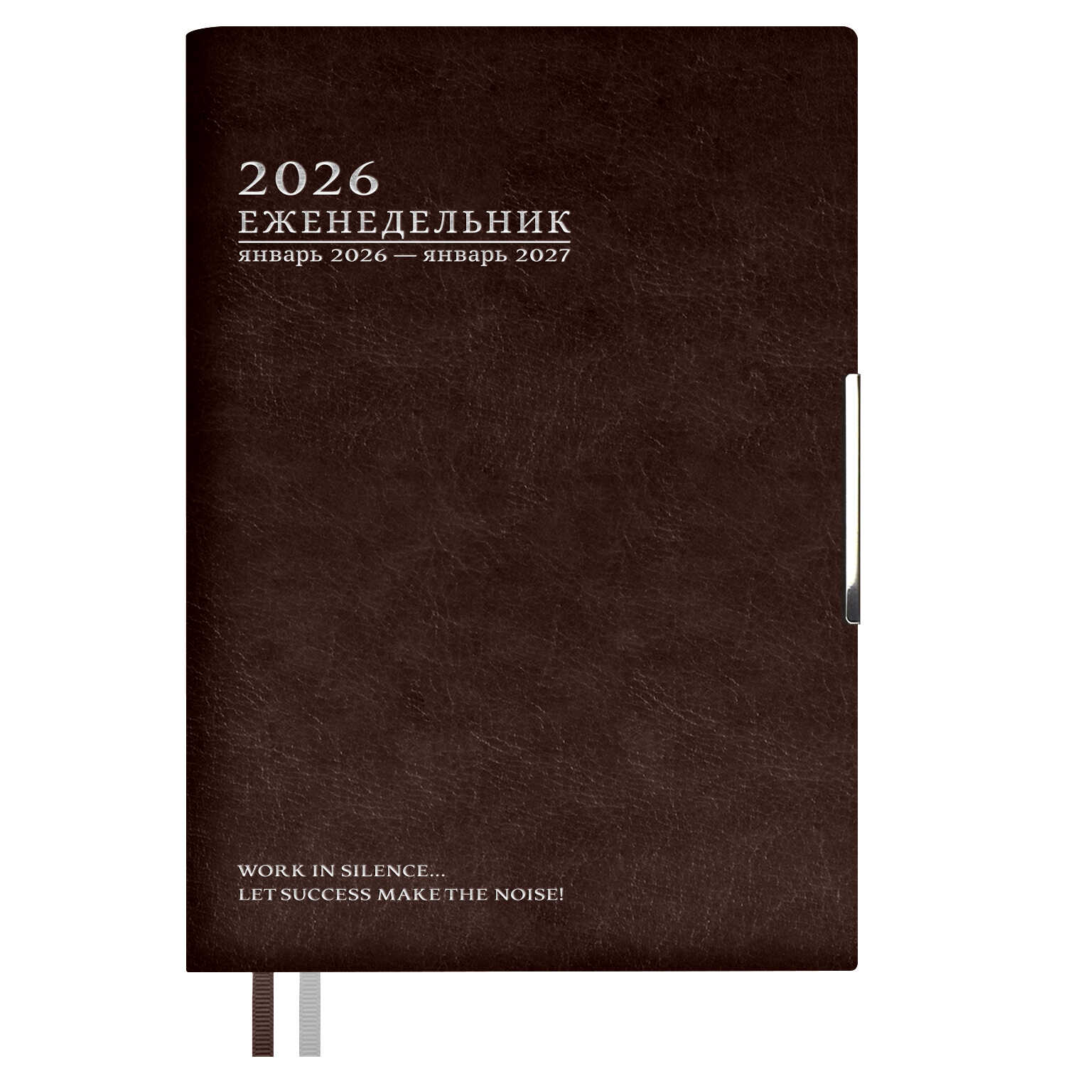 Еженедельник А6 80л датир 2026г интегобл Шеврет глосс коричневый кожзам 2 ляссе ESCALADA 70342 329₽