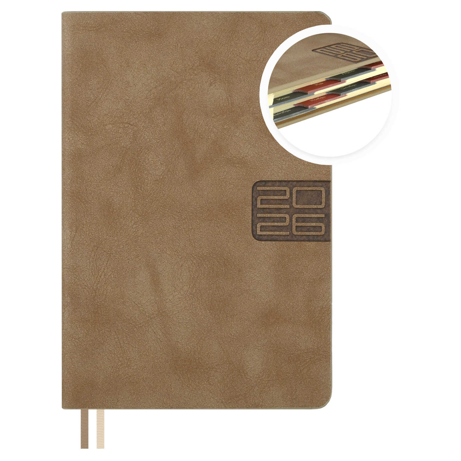 Ежедневник А6 176л датир 2026г твобл Тиволи глосс бежевый кожзам 2 ляссе ESCALADA 70294 403₽